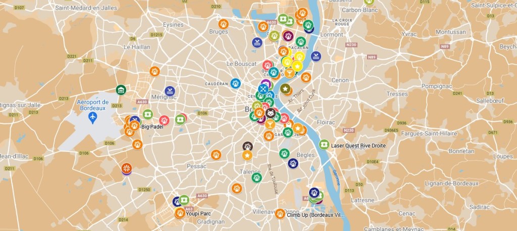 Cartographie Loisirs Bordeaux 2023